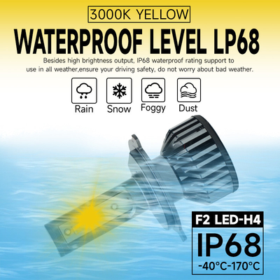 Masters F2 75W 7500 Lumens 3000K Yellow 9004 9007 H4 H13 LED Headlights Bulbs